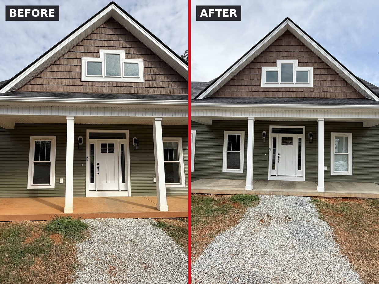 New Construction Clean — Hardy, VA before and after by Pro-Shine Softwash