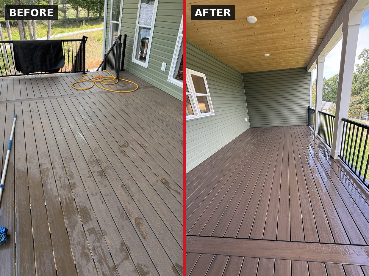 New Home Deck Cleaning — Moneta, VA before and after by Pro-Shine Softwash