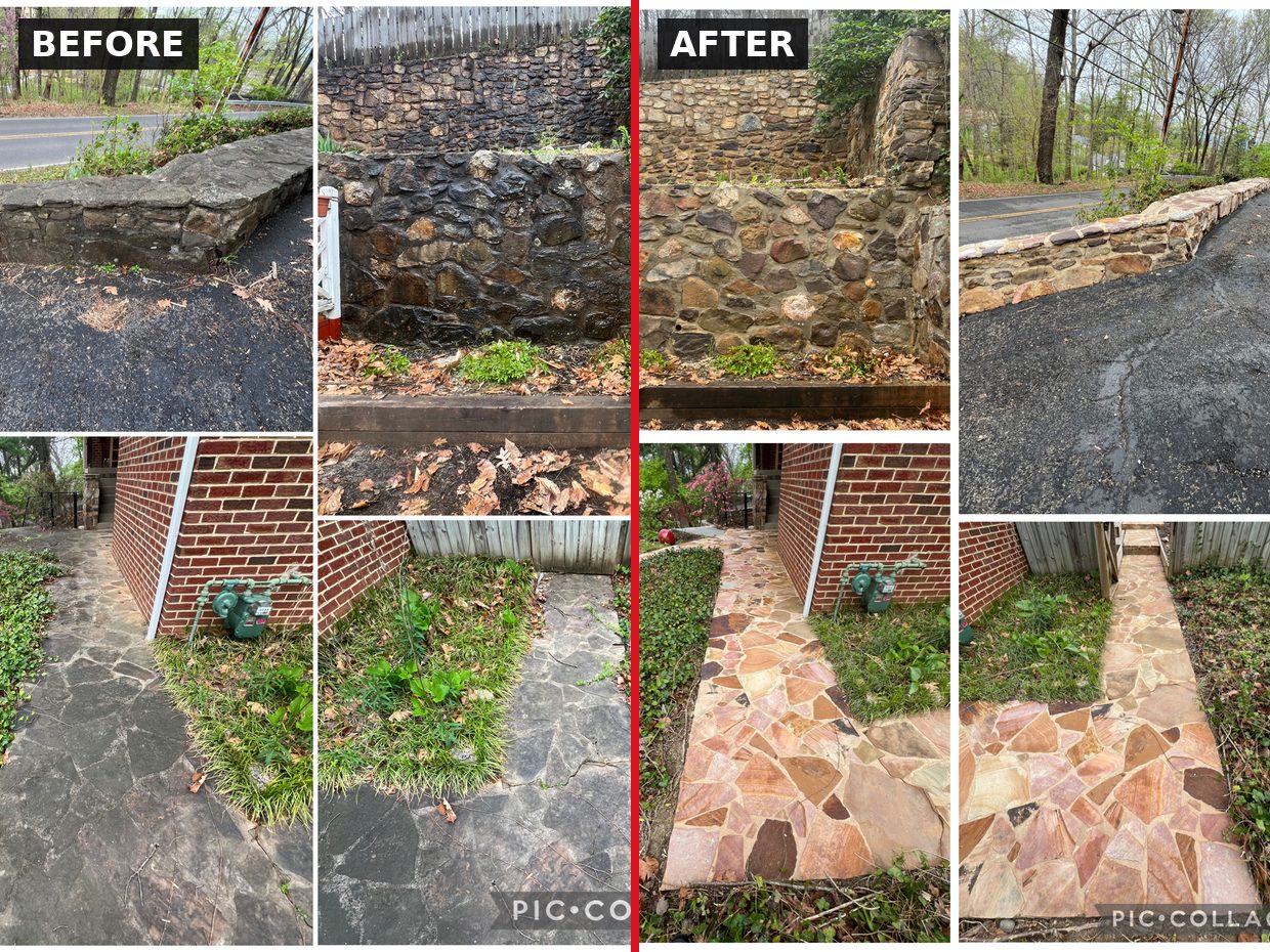 Stone & Flagstone Cleaning — Roanoke, VA before and after by Pro-Shine Softwash