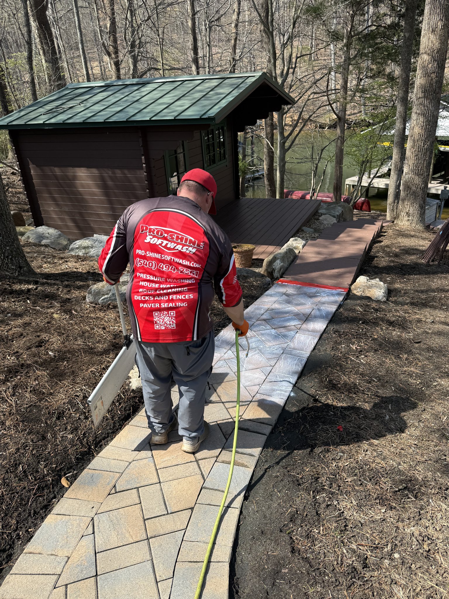 Sealing the lakeside paver path at Smith Mountain Lake